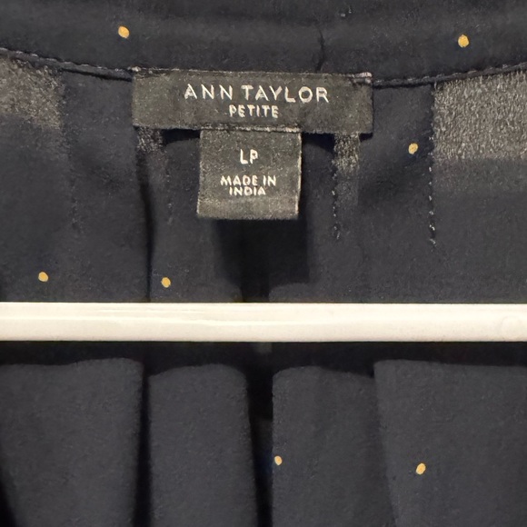 Ann Taylor Sheer Navy Blouse with Ruffled Sleeves Large Petite - Picture 3 of 4